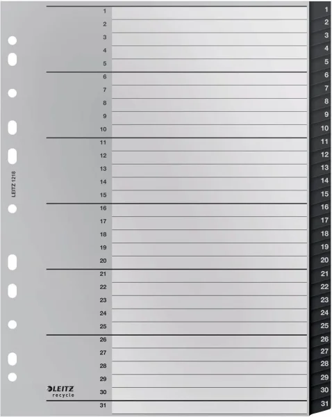 LEITZ Ordnerregister recycle 1218 DIN A4 Vollformat,...