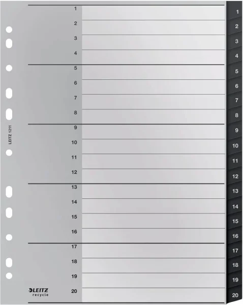 LEITZ Ordnerregister recycle 1211 DIN A4 Vollformat,...