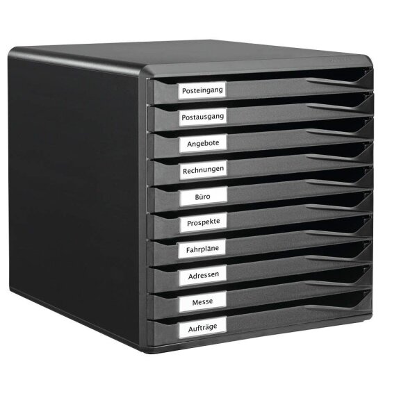 LEITZ Schubladenbox Formular-Set  schwarz 52940095, DIN A4 mit 10 Schubladen, 1 St.