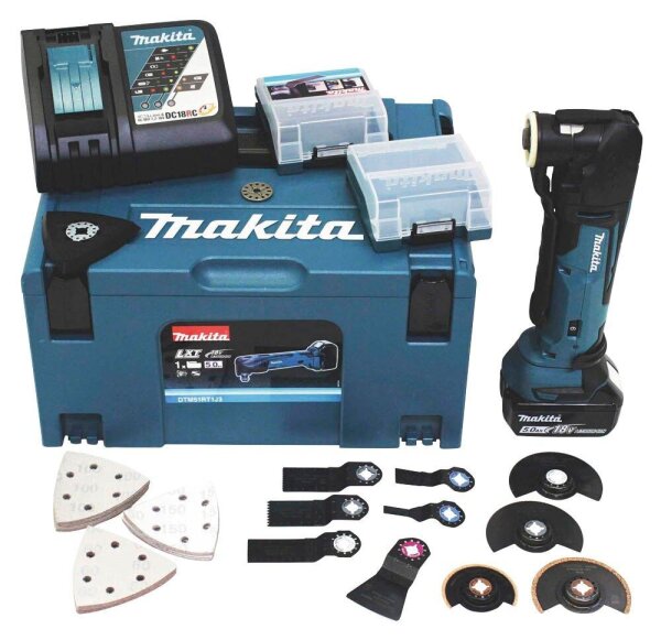 makita DTM51RT1J3 Akku-Multifunktionswerkzeug 18,0 V, mit 1 Akku