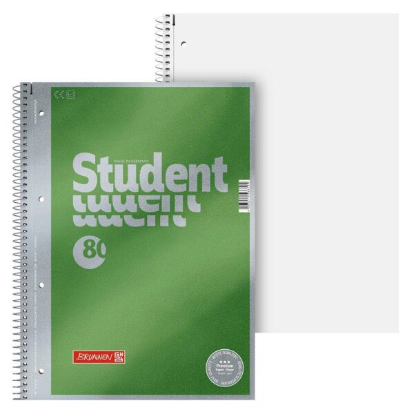 BRUNNEN Collegeblock Student Premium Lineatur 20 blanko DIN A4 ohne Rand, 1 Block