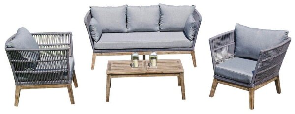 Sunny Smart® Loungegruppe Astoria hellgrau, antikbraun Metall, 14-teilig  ( 80061303 )