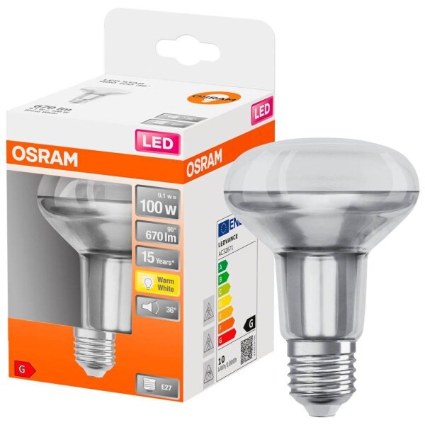 OSRAM LED-Lampe STAR R80 100 E27 9,1 W klar, 1 St.