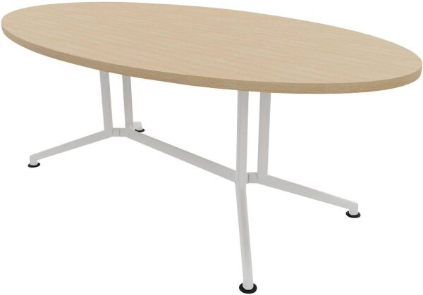Quadrifoglio Konferenztisch X2 eiche oval, V-Gestell weiß, 200,0 x 110,0 x 74,0 cm