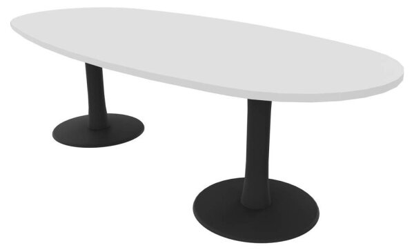 Quadrifoglio Konferenztisch Idea+ weiß oval, Säulenfuß grau, 240,0 x 110,0 x 74,0 cm