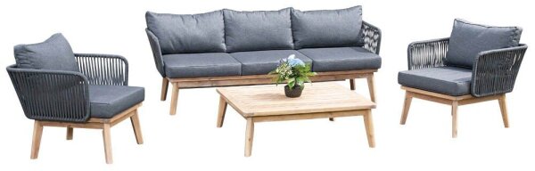 Sunny Smart® Loungegruppe Bridgeport dunkelgrau, natur Metall, 14-teilig