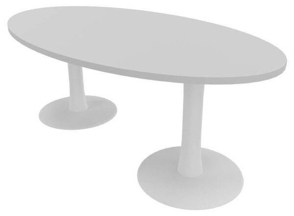 Quadrifoglio Konferenztisch Idea+ lichtgrau oval, Säulenfuß weiß, 200,0 x 110,0 x 74,0 cm
