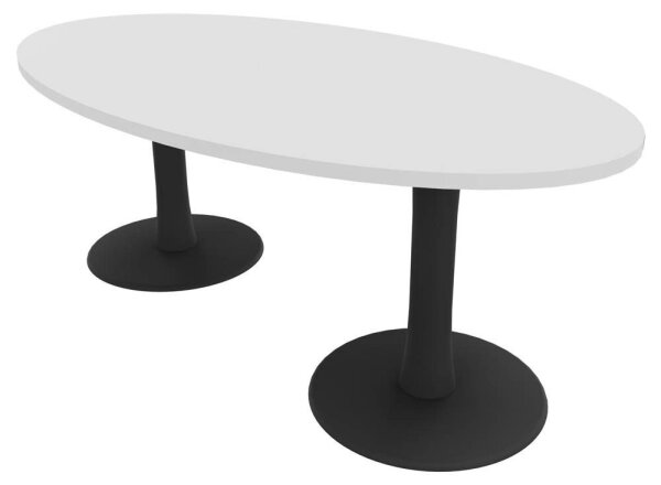 Quadrifoglio Konferenztisch Idea+ weiß oval, Säulenfuß grau, 200,0 x 110,0 x 74,0 cm