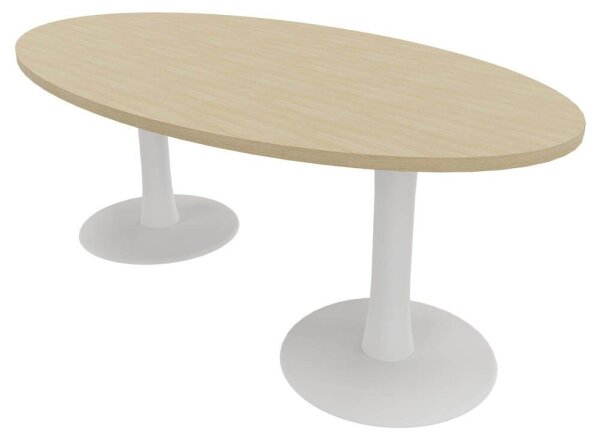 Quadrifoglio Konferenztisch Idea+ eiche oval, Säulenfuß weiß, 200,0 x 110,0 x 74,0 cm