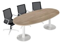 Quadrifoglio Konferenztisch Idea+ eiche oval, Säulenfuß weiß, 200,0 x 110,0 x 74,0 cm