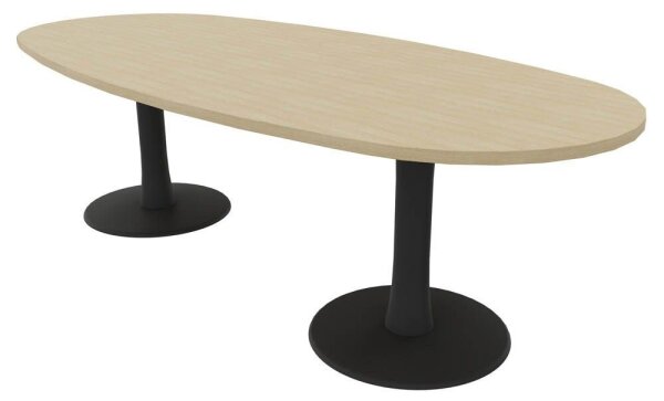 Quadrifoglio Konferenztisch Idea+ eiche oval, Säulenfuß grau, 240,0 x 110,0 x 74,0 cm