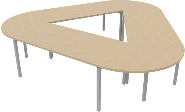 Quadrifoglio Konferenztisch Idea+ eiche Trapezform, Vierkantrohr alu, 320,0 x 298,0 x 74,0 cm