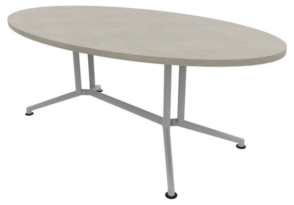Quadrifoglio Konferenztisch X2 beton oval, V-Gestell alu, 200,0 x 110,0 x 74,0 cm
