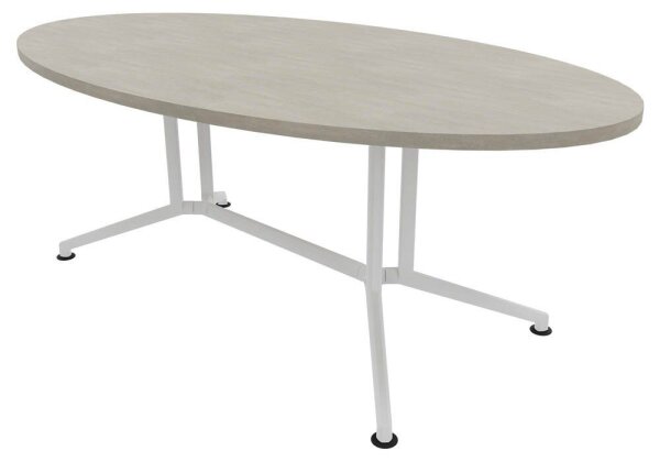 Quadrifoglio Konferenztisch X2 beton oval, V-Gestell weiß, 200,0 x 110,0 x 74,0 cm
