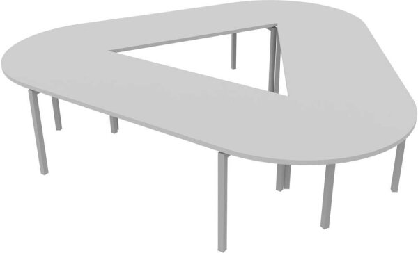 Quadrifoglio Konferenztisch Idea+ lichtgrau Trapezform, Vierkantrohr alu, 320,0 x 298,0 x 74,0 cm