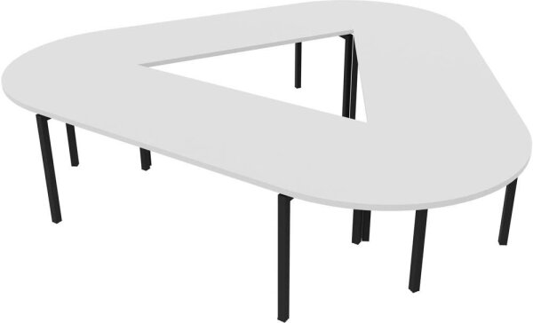 Quadrifoglio Konferenztisch Idea+ weiß Trapezform, Vierkantrohr grau, 320,0 x 298,0 x 74,0 cm