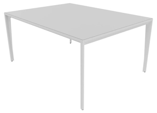Quadrifoglio Konferenztisch X5 grau rechteckig, Vierkantrohr weiß, 160,0 x 120,0 x 75,0 cm