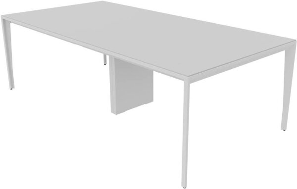 Quadrifoglio Konferenztisch X5 lichtgrau rechteckig, 4-Fuß-Gestell weiß, 240,0 x 120,0 x 75,0 cm