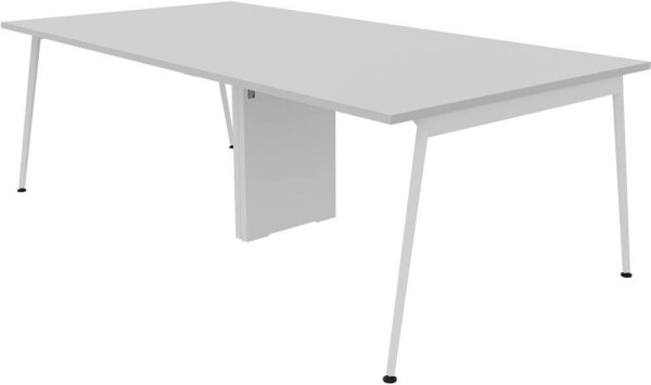 Quadrifoglio Konferenztisch X3 lichtgrau rechteckig, 4-Fuß-Gestell weiß, 240,0 x 120,0 x 75,0 cm