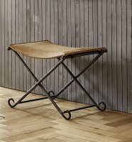 HAKU Möbel Wohnzimmer-Hocker 15957 erdbraun Leder, 1 St.