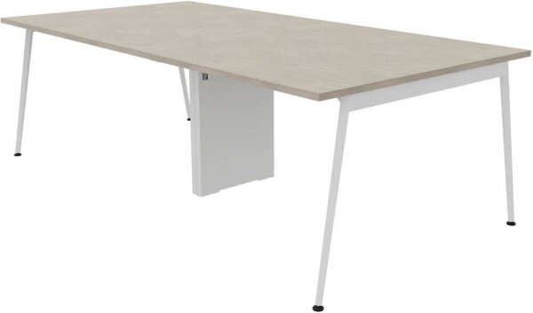 Quadrifoglio Konferenztisch X3 beton rechteckig, 4-Fuß-Gestell weiß, 240,0 x 120,0 x 75,0 cm