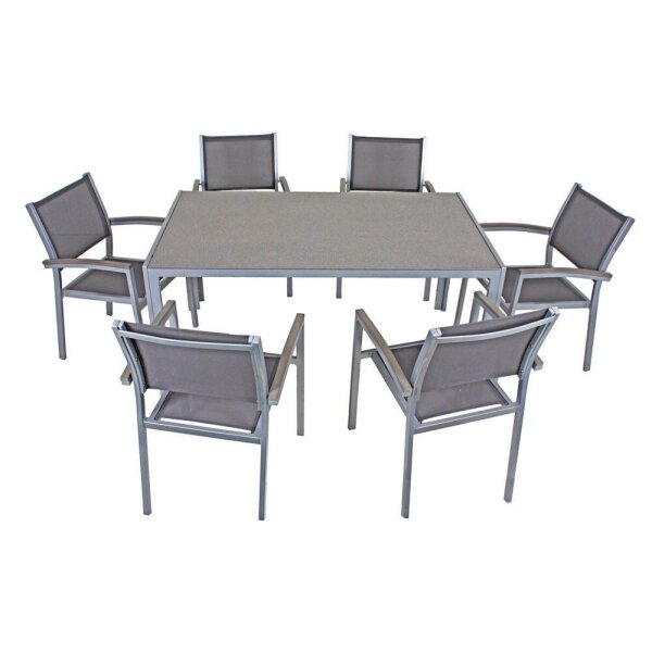 Garden Pleasure Sitzgruppe GRACE, grau Kunststoff, Metall, 7-teilig