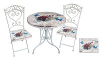 Garden Pleasure Sitzgruppe FLORAL, weiß Metall, 3-teilig