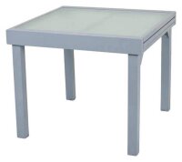 Garden Pleasure Gartentisch LOLA grau quadratisch 90,0 x 90,0 / 180,0 x 75,0 cm