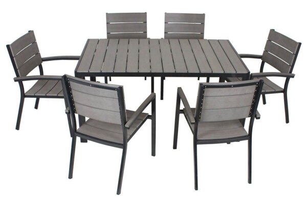 Garden Pleasure Sitzgruppe OLIVIA, schwarz Kunststoff, Metall, 7-teilig