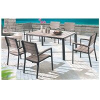 Garden Pleasure Sitzgruppe OLIVIA, schwarz Kunststoff, Metall, 7-teilig