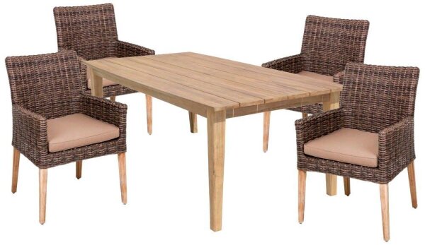 Garden Pleasure Sitzgruppe NORVELL/VISALIA, schwarz Kunststoff, Metall, 5-teilig