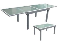Garden Pleasure Gartentisch LOLA grau rechteckig 90,0 x 135,0 / 270,0 x 75,0 cm