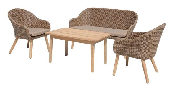 Garden Pleasure Sitzgruppe PUEBLO, natur Kunststoff, Holz, 4-teilig