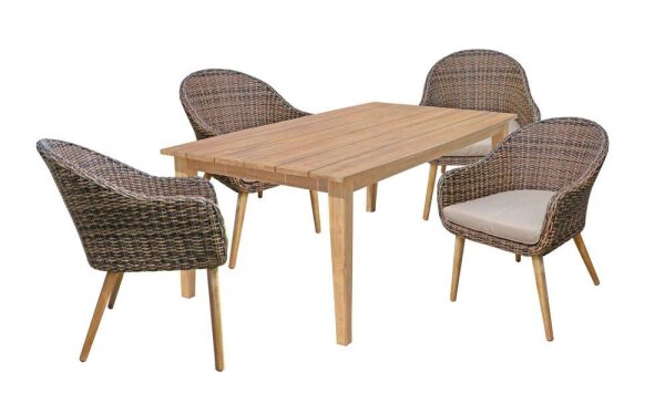 Garden Pleasure Sitzgruppe VISALIA/PUEBLO, schwarz Kunststoff, Metall, 5-teilig