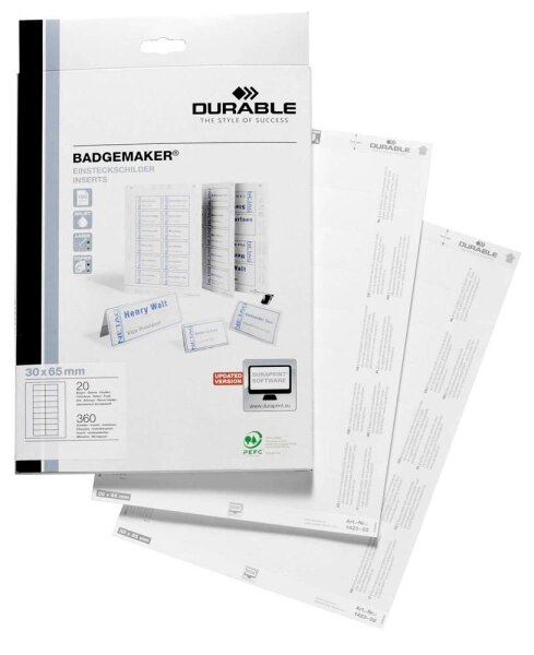DURABLE Einsteckschilder für Namensschilder Badgemaker 6,5 x 3,0 cm, 360 St.