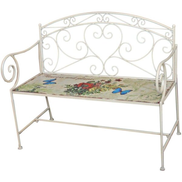 Garden Pleasure Gartenbank FLORAL 950468 altweiß Metall 110,0 cm  ( 950468 )