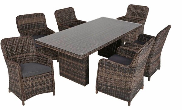 Garden Pleasure Sitzgruppe BORDEAUX, braun Kunststoff, Metall, 7-teilig