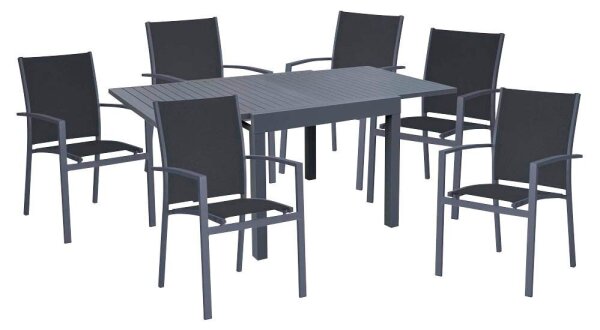 Garden Pleasure Sitzgruppe Elena, grau Kunststoff, Metall, 7-teilig