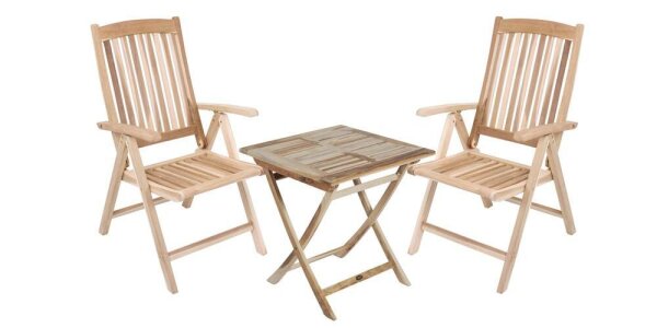 Garden Pleasure Sitzgruppe JAVA, natur Holz, 3-teilig