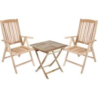 Garden Pleasure Sitzgruppe JAVA, natur Holz, 3-teilig
