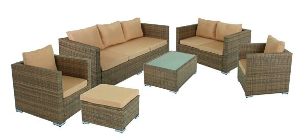 Garden Pleasure Sitzgruppe MURCIA, schwarz Kunststoff, Metall, 6-teilig