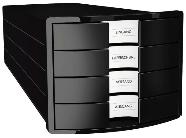HAN Schubladenbox Impuls  schwarz 1012-13D, DIN A4 mit 4 Schubladen, 1 St.