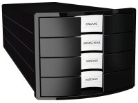 HAN Schubladenbox Impuls  schwarz 1012-13D, DIN A4 mit 4...