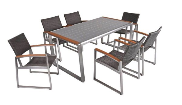 Garden Pleasure Sitzgruppe AVA, silber Kunststoff, Metall, 7-teilig