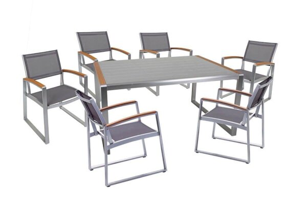 Garden Pleasure Sitzgruppe AVA, silber Kunststoff, Metall, 7-teilig