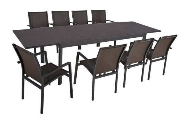 Garden Pleasure Sitzgruppe Nerea, grau Kunststoff, Metall, 9-teilig