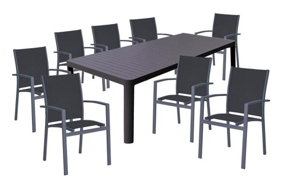 Garden Pleasure Sitzgruppe AMIRA, grau Kunststoff, Metall, 9-teilig