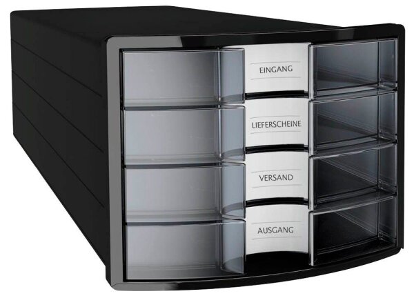 HAN Schubladenbox Impuls  transparent 1012-363D, DIN A4 mit 4 Schubladen, 1 St.