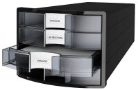HAN Schubladenbox Impuls  transparent 1012-363D, DIN A4 mit 4 Schubladen, 1 St.