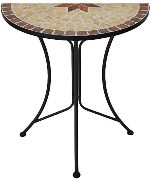 Garden Pleasure Gartentisch AMARILLO braun, ocker, beige halbrund 30,0 x 60,0 x 70,0 cm